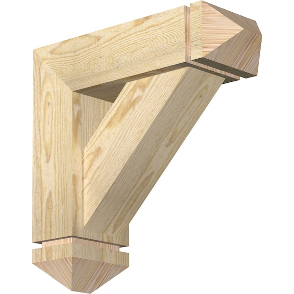 Ekena Millwork Traditional Arts and Crafts Rough Sawn Bracket w/ Offset Brace, Douglas Fir, 6"W x 18"D x 18"H BKT0604X18X18TRA03RDF - main